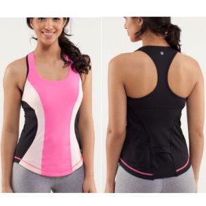 Lululemon Cardio Kick Tank Size 6 Pinkelicious/Parfait Pink/Black